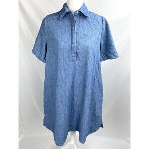 Old Navy Shirt Dress Women Small Tall Blue Denim Dress Short Sleeve  Cotton